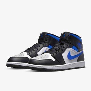 Nike Air Jordan 1 Mid White Racer Blue Black 554724-140 BRAND NEW Mens Size 14